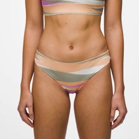NWT Prana Gemma Reversible Cheeky Low Rise Bikini Swim Bottoms in Waves Stripes - Picture 2 of 8
